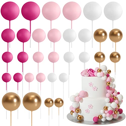 ASTARON 32 Pcs Foam Balls Cake Topper Decorations for Party Cake Decorating
