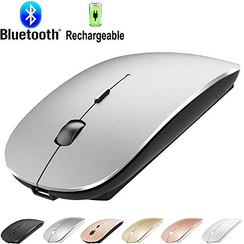 Rechargeable Bluetooth Mouse for Laptop Mac Pro Air Bluetooth Wireless Mouse for MacBook pro MacBook Air MacBook Mac Windows Laptop/Note Book/pc (Bluetooth Mouse/Silver Black)