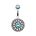 BodyJ4You Vintage Shield Crystal Belly Button Ring 14G Stainless Steel 1-2 Pieces