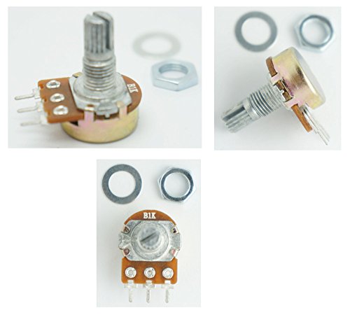 45 pcs Potentiometer Assortment 9 values 1K 5K 10K 20K 50K 100K 250K 500K 1M horizontal straight legs terminal B = linear
