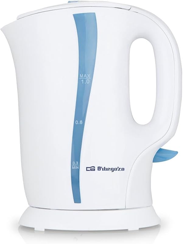 KT 5002, hervidor agua eléctrico, 750-900 W, 1 litro de capacidad, libre de BPA, jarra extraíble, filtro en la tapa, protección contra sobrecalentamiento, resistencia sumergida, color blanco