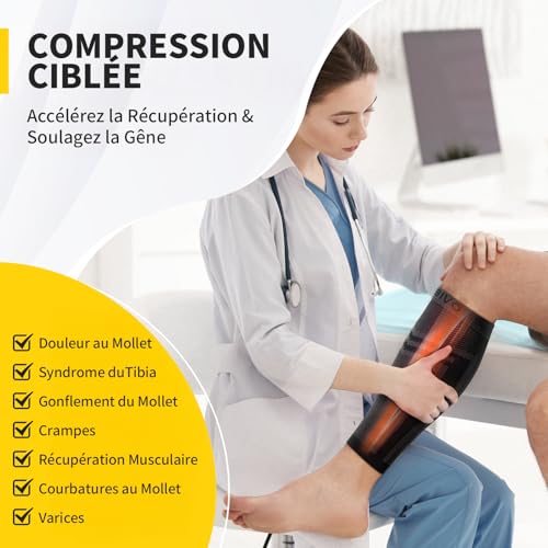 CAMBIVO Compression Calf Sleeve x 2, Women's Men's Compression Socks, Footless Compression Socks for Blood Circulation Legs, Varicose Veins, Running, Flight Travel