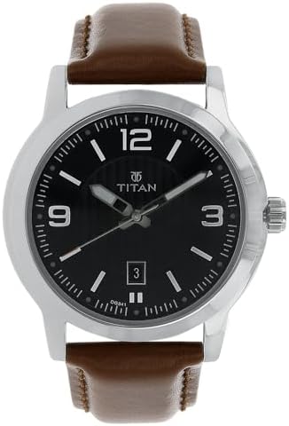 Titan Neo's Quartz Analog Black Dial Leather Strap Watch for Men