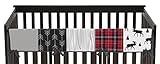 Grey, Black and Red Woodland Plaid and Arrow Long Front Crib Rail Guard Baby Teething Cover Protector Wrap for Rustic Patch Collection by Sweet Jojo Designs - Flannel Moose Gray