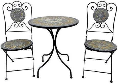 Amazon.de: Bistro Set Mosaik Balkon Garten grau 3 teilige Möbel Eisen