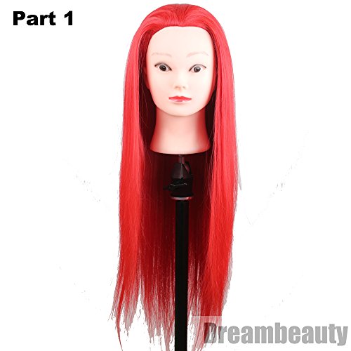 Dreambeauty Synthetic Manikin for Hair Braiding Cutting Styling with Table Clamp Red Color 28inch - Thumbnail 5
