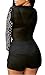 Women Elegant Crewneck Long Sleeve Rhinestone Bodycon Clubwear Party Short Jumpsuit Rompers XL