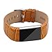 POY Replacement Bands Compatible for Fitbit Charge 2, Genuine Leather Wristbands, Bamboo Brown