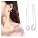 AC Fashion Korean Version Chic Ear Line for Women. 925 Sterling Silver Wave Cuff Earrings Wrap Tassel Earrings for Women Threader Earrings Perfect Valentine's Day (Silver)