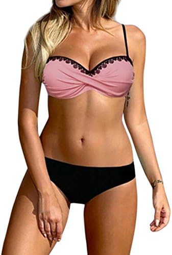 WOCACHI Women Swimsuit Big Clearance! Lace Swimwear Bikini Set Bandage Push-Up Padded Beachwear