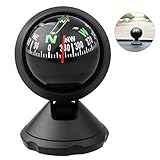 CARGOOL RR-12-15-6 Car Compass Auto Mini Compact Ball Compass with Adhesive and Delicate Decoration, Perfect for Finding Direction, Universal for Most Cars, Black