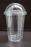Glotoch Daily Party Disposable Plastic Cups with Dome Lids, Clear PET Cups for Boba, Smoothie, Iced Coffee (16 oz, 50 Count) ()