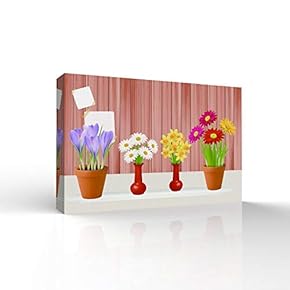 Original Flower Painting Wall Decor for Living Room Wooden Framed