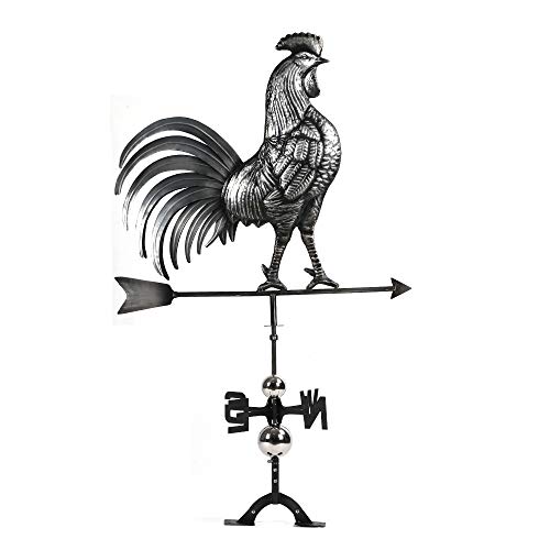 IORMAN Handmade 3D Weathervanes, Stainless Steel Matt Aged, Home Garden Roof Weather Vane Ornaments (Big Tail Rooster) - Thumbnail 5