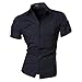 jeansian Men's Casual Slim Fit Short Sleeves Dress Shirts Tops 8360