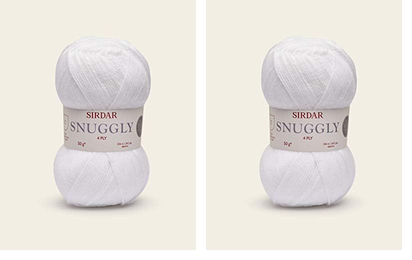Sirdar Snuggly 4 Ply, White (251), 50g (Pack of 2)