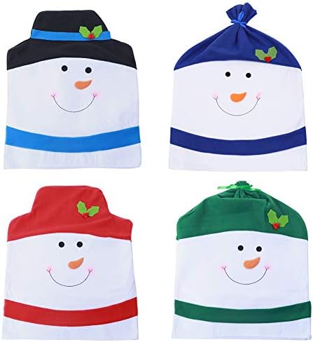 Sattiyrch Christmas Snowman Chair Covers Set of 6,Novelty Party Holiday Dining Chair Slipcovers for Kitchen,Bar or Restaurant,23"(H) 20.5"(W)