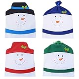 VALORCASA Christmas Snowman Chair Covers Set of 4,Novelty Party Holiday Dining Chair Slipcovers for Kitchen,Bar or Restaurant,23