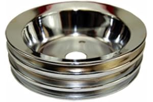 Pirate Mfg Chrome Steel SWP Triple Groove Crankshaft Pulley, Compatible with Chevy SBC 283-350