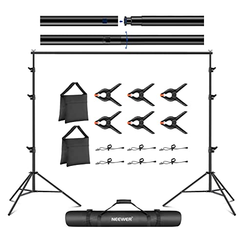 NEEWER 8,5x10 Fuß verstellbares Hintergrundständer Set, Fotografie Hintergrund Unterstützungssystem mit 4 Querstangen, 6 Federklemmen, 6 Hintergrundkl