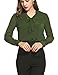 ACEVOG Womens Casual Chiffon Ladies V-Neck Cuffed Sleeve Blouse Tops (XX-Large, Army Green)