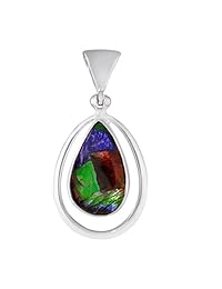 starborn ammolite Juego de arete y colgante de plata de ley