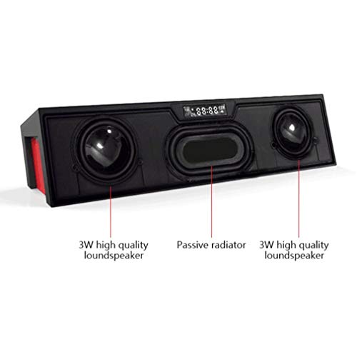 Simoner Portable Bluetooth Speakers with Alarm Clock, Super Bass Wireless Stereo Music- LCD Time Display/FM Radio/Built-in Mic (Black) - Thumbnail 7