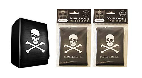Pirate Design Deck Box + 100 Double Matte Sleeves (fits MTG, Pokemon, Force of Will Cards)