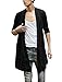 uxcell Men's Shawl Collar Cardigan Drape Cape Lightweight Long Length Knit Sweaters Black 34