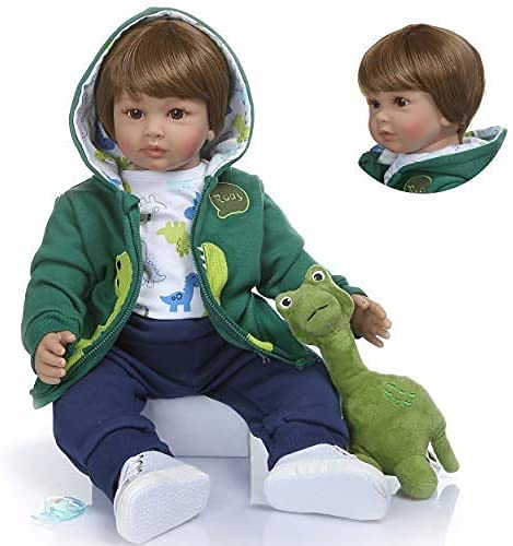Pinky Reborn Dolls Cloth Body 24 Inch 60cm Dinosaur Clothes Reborn Toddler Boy Doll Real Looking Soft Silicone Vinyl Newborn Dolls Toy