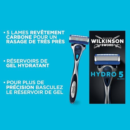 Hydro 5 manche de rasoir pour homme, 9 recharges de lames