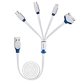 Charging Cable, Premium Quality 4 in 1 Multi Universal USB Cord Cable 3ft with 8 Pin Lighting / 30 Pin / Micro USB Ports for iPhone, iPad, iPad Mini, iPad Air, iPad Pro Samsung Galaxy and more