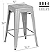 Yaheetech 24inch Metal Bar Stools Counter Height Barstools Set of 4 High Backless Industrial Stackable Metal Chairs Indoor/Outdoor, Silver