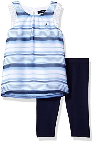 Nautica Baby Girls' Sleeveless Tunic with Capri Legging Set, Navy, 12 Months