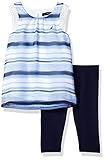 Nautica Baby Girls' Stripe Chiffon Top with Capri Legging Set, Navy, 12 Months