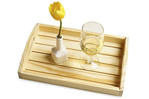 GoCraft Pine Wood Tray | Serveware Kitchen Accessories Breakfast Tray Small Size - 12" X 8" [CC0213-CG] - Thumbnail 3