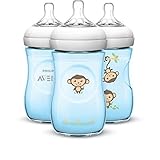 Avent BPA Free 3 Pack 9 Ounce Decorated Natural Bottle - Blue Monkeys - BC994812