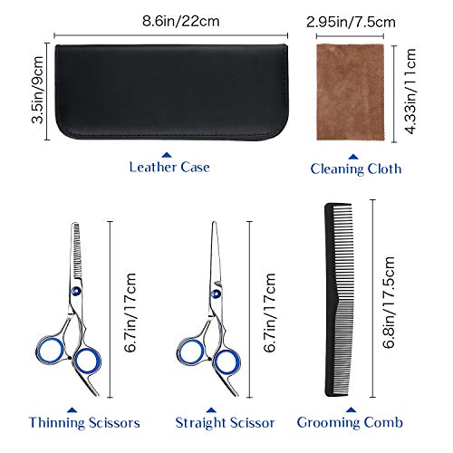 Hair Cutting Scissors Professional Salon Barber Scissors Thinning Scissors for Cutting Hair Hairdressing Scissors Set with Nylon Cape and Comb for Men/Women