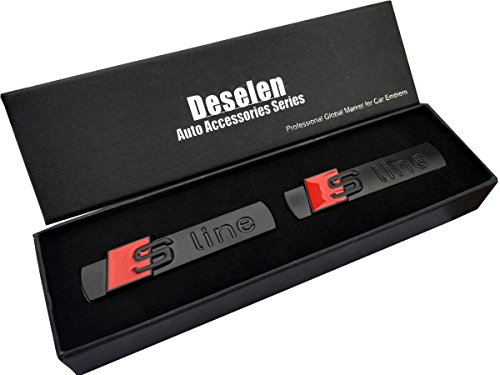 Deselen - LP-BS06 - Car Emblem Chrome Stickers Decals Badge Labeling for S Line A3, A4, A6, Q3,Q5, Q7, S6, S8, Pack of 2 (Black)