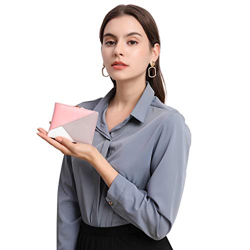 Damen Portemonnaie Kunstleder klein Geldbeutel mit Münzfach Mini Geldbörse für Frauen (Rosa 1)