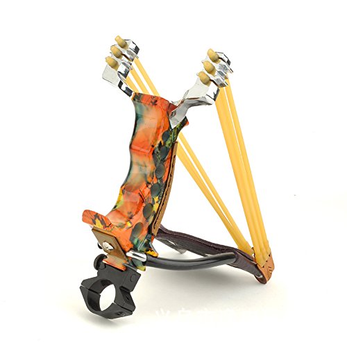 Military Camouflage Powerful Slingshot Catapult High Velocity Pull Sling Shot for Hunting Fishing Outdoor Sports with Two Pair Rubber Bands, Laser light Holder, Mount Stainless