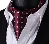 Lingswallow Burgund Polka Dot Men Silk Cravat Ties Jacquard Woven Casual Ascot