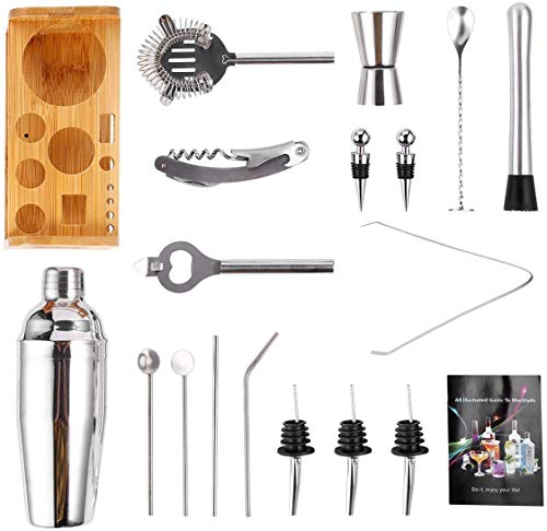 Cocktail Set 19 Teilig, Cocktail Shaker 750ML, Cocktail Shaker Edelstahl Bar-Werkzeug-Set, Cocktail Set mit Rezeptbuch… – Bild 4