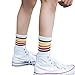 Socks,toraway Girls Fashion Casual Rainbow Stripe Warm Cotton Soft Socks (White)