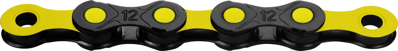 KMC DLC 12 speed Chain, Black/Yellow, 126 Link — image 1