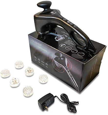Styles II Cold & Heat Handheld Percussion Action Massager with Adjustable Intensity | Dual Pivoting Head Nodes | 3 Sets Attachment Heads - Heat Muscle Function for Back, Neck, Shoulders, Feet, Leg