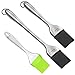 O'YA BBQ Basting Brushes for Grilling Baking Marinating, Food Grade BPA Free Silicone Brush, Set of 3, Two Stainless Steel Handle and One Plastic Handle Silicone Pastry Brush, FDA Proved