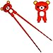 Cute Rilakkuma Bear Plastic Chopsticks with Silicone Guide/Training Connector -Red color