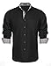 COOFANDY Men's Casual Slim Fit Button Down Closure Long Sleeve Dress Shirt,02-black,Large