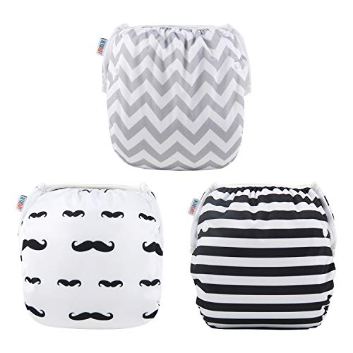 Alva Baby Swim Diapers 3pcs One Size Reuseable Washable & Adjustable for Swimming Lesson & Baby Shower Gifts 3SWY01
